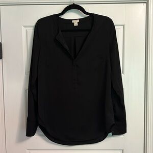 JCREW 3/4 button down black blouse
